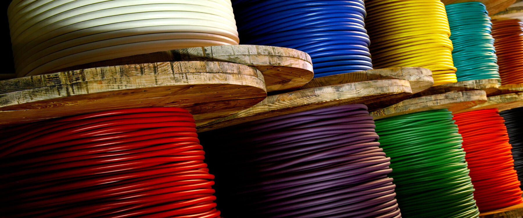 colorful cable spools