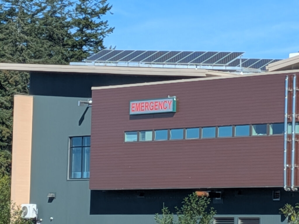 Example of a healthcare facility partially powered by solar energy.