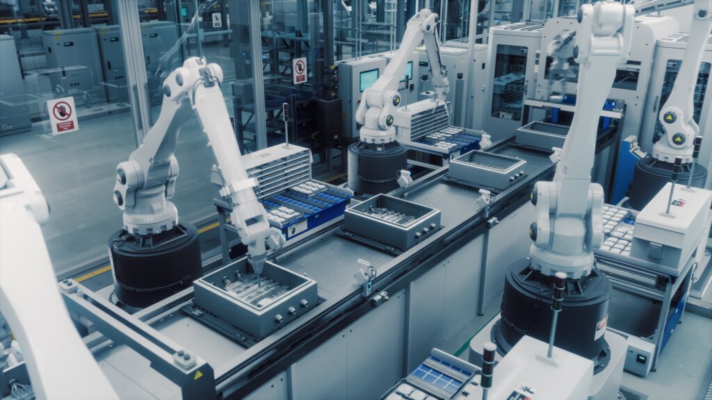 Robotic manufacturing assembly line.