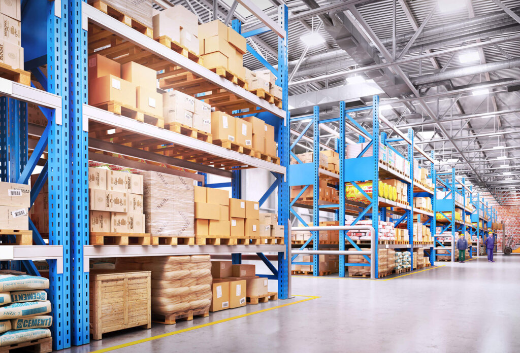 Commercial warehouse distribution center with reliable lighting